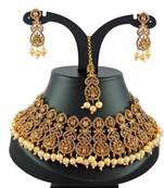 Gold designer function wear ad necklace set