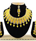 Yellow designer function wear ad necklace set