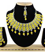 Yellow designer function wear ad necklace set