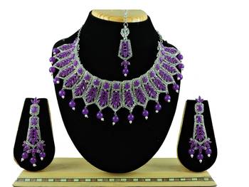 Purple designer function wear ad necklace set 1