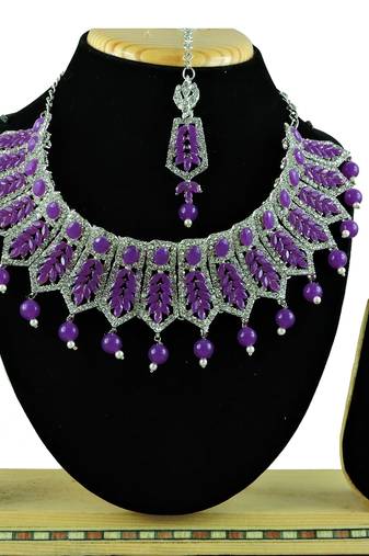 Purple designer function wear ad necklace set