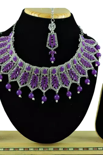 Purple designer function wear ad necklace set
