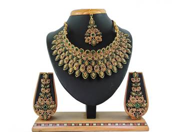 Green designer function wear ad necklace set 1