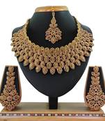 Gold designer function wear ad necklace set