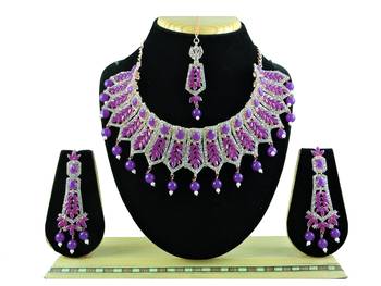 Purple designer function wear ad necklace set 1