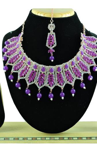 Purple designer function wear ad necklace set