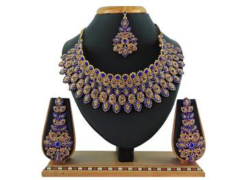 Blue designer function wear ad necklace set 1