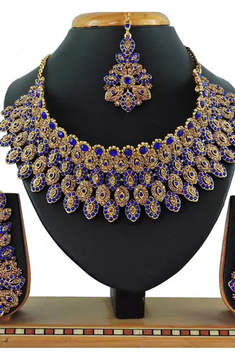 Blue designer function wear ad necklace set