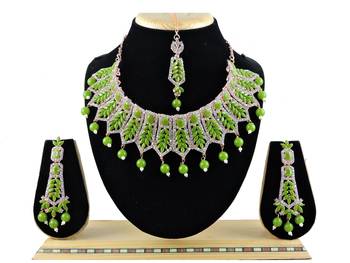 Green designer function wear ad necklace set 1