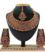 Red designer function wear ad necklace set