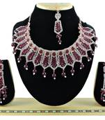 Maroon designer function wear ad necklace set