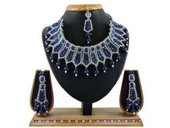 Blue designer function wear ad necklace set 1