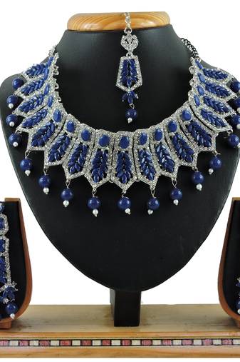 Blue designer function wear ad necklace set