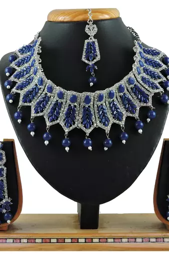 Blue designer function wear ad necklace set