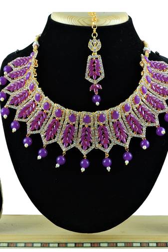 Purple designer function wear ad necklace set