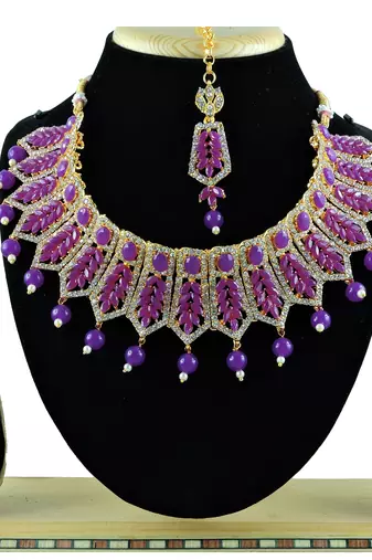 Purple designer function wear ad necklace set