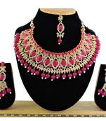 Red designer function wear ad necklace set
