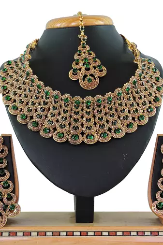 Green designer function wear ad necklace set