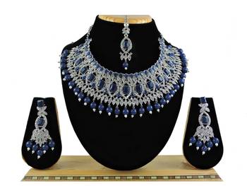 Blue designer function wear ad necklace set 1