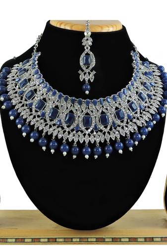 Blue designer function wear ad necklace set
