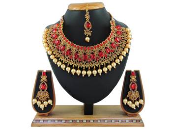 Red designer function wear ad necklace set 1