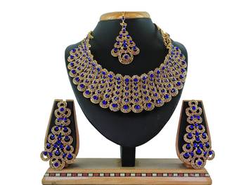 Blue designer function wear ad necklace set 1