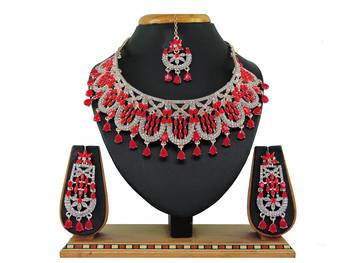 Red designer function wear ad necklace set 1