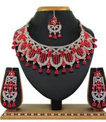 Red designer function wear ad necklace set