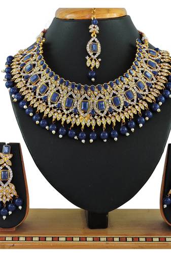 Blue designer function wear ad necklace set