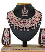 Pink designer function wear ad necklace set