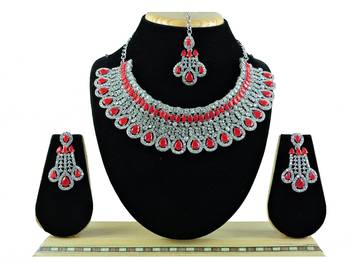 Red designer function wear ad necklace set 1
