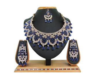Blue designer function wear ad necklace set 1