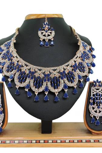 Blue designer function wear ad necklace set