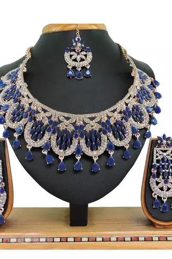 Blue designer function wear ad necklace set