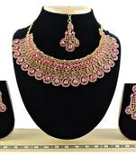 Pink designer function wear ad necklace set
