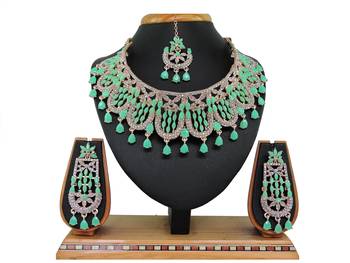 Green designer function wear ad necklace set 1