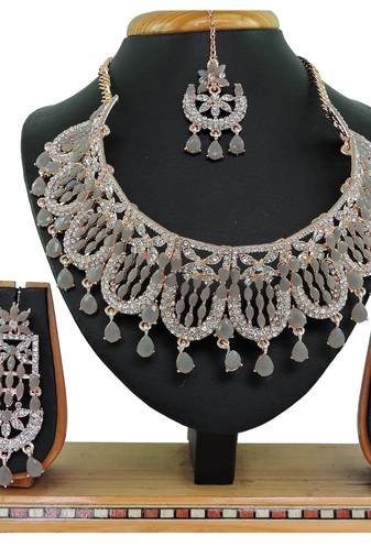 Grey designer function wear ad necklace set