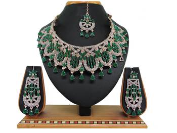 Green designer function wear ad necklace set 1