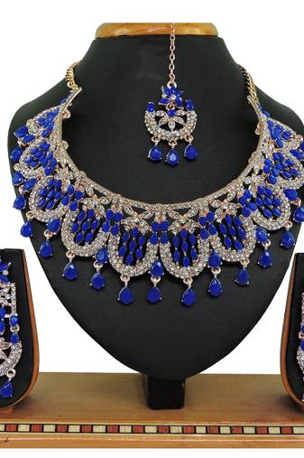 Blue designer function wear ad necklace set