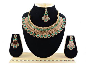Green designer function wear ad necklace set 1