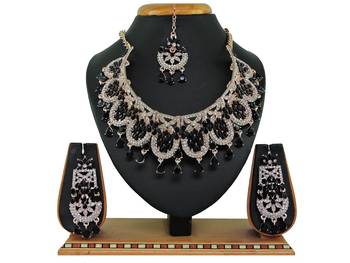 Black designer function wear ad necklace set 1