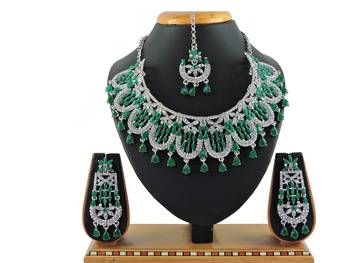 Green designer function wear ad necklace set 1