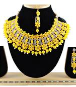 Yellow designer function wear ad necklace set