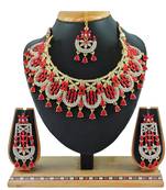 Red designer function wear ad necklace set