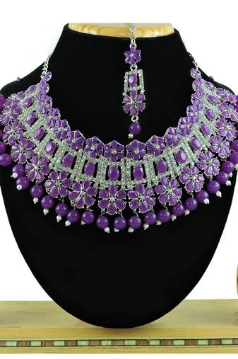 Purple designer function wear ad necklace set