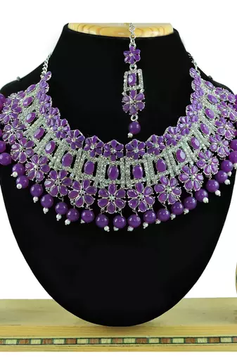 Purple designer function wear ad necklace set