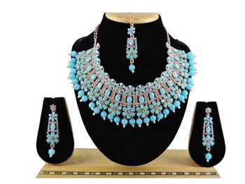 Turquoise designer function wear ad necklace set 1