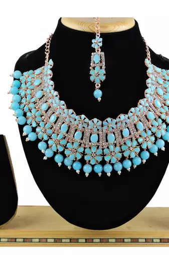 Turquoise designer function wear ad necklace set