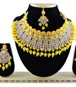 Yellow designer function wear ad necklace set