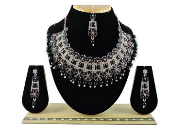 Black designer function wear ad necklace set 1
